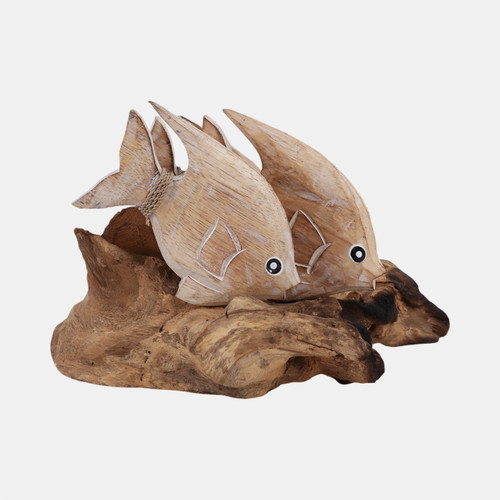 Sagebrook Home 14" Wood Swimming Fish On Branch Wht/nat Wishlist Create New