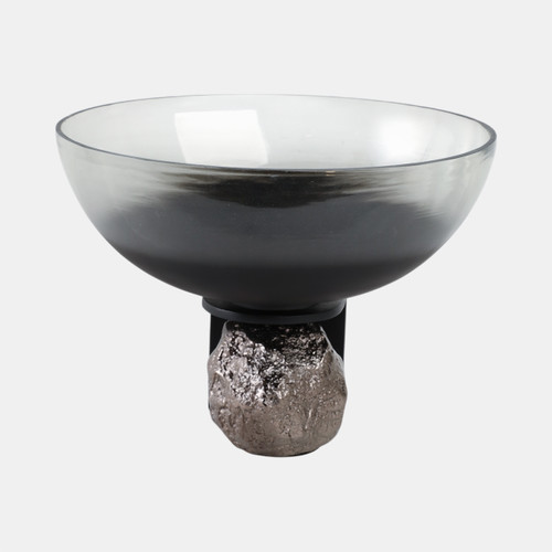 Sagebrook Home 14x11" Glass Bowl On Rock Pedestal Black/silver Wishlist Create New