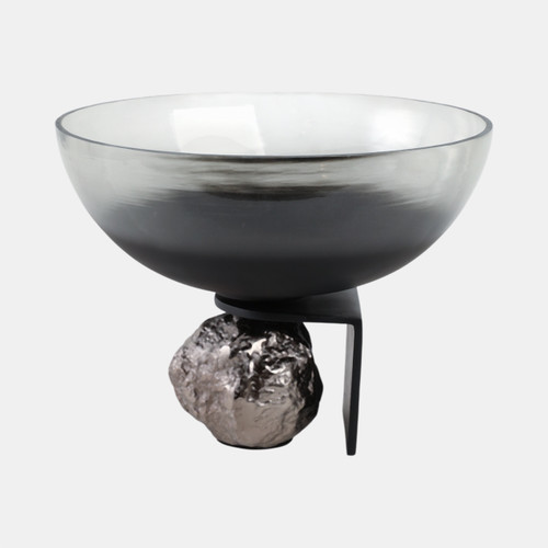 Sagebrook Home 14x11" Glass Bowl On Rock Pedestal Black/silver Wishlist Create New