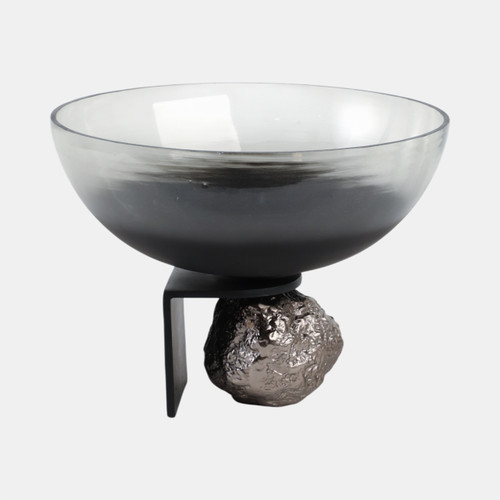 sagebrook home 14x11" Glass Bowl On Rock Pedestal Black/silver Wishlist Create New