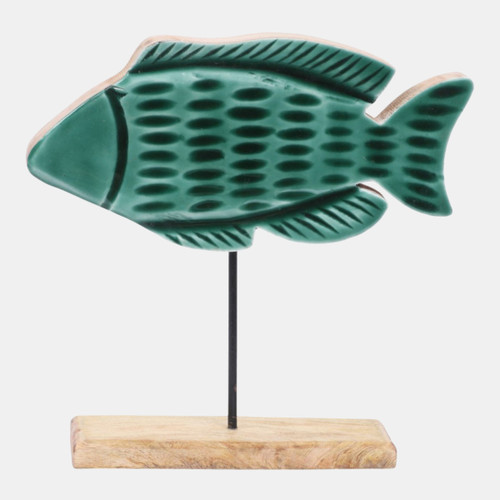 sagebrook home 14x14" Wood Fish On Base Blue Wishlist Create New