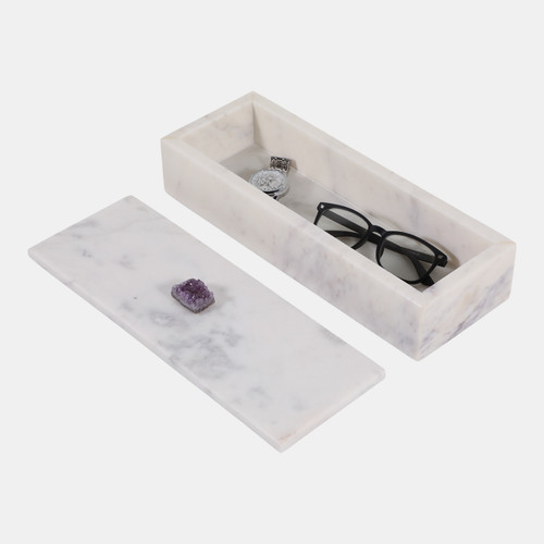 Sagebrook Home 14x5" Marble Box Agate Knob White/ Blue Wishlist Create New