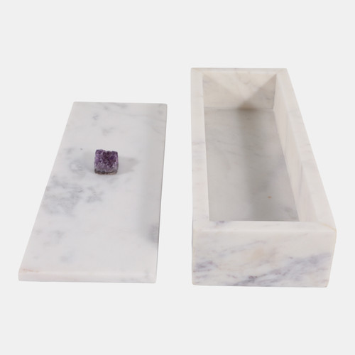 Sagebrook Home 14x5" Marble Box Agate Knob White/ Blue Wishlist Create New