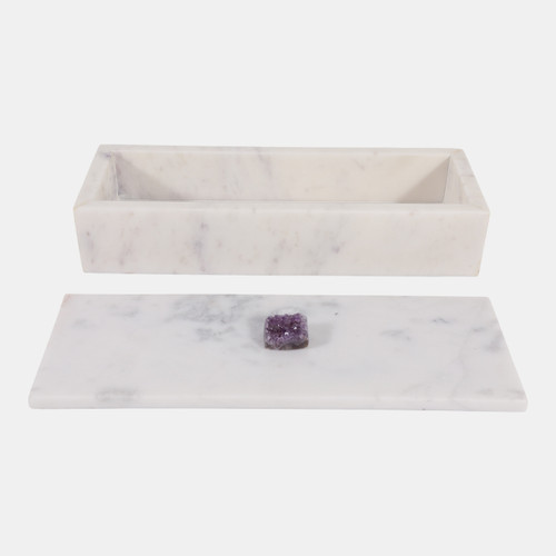 Sagebrook Home 14x5" Marble Box Agate Knob White/ Blue Wishlist Create New