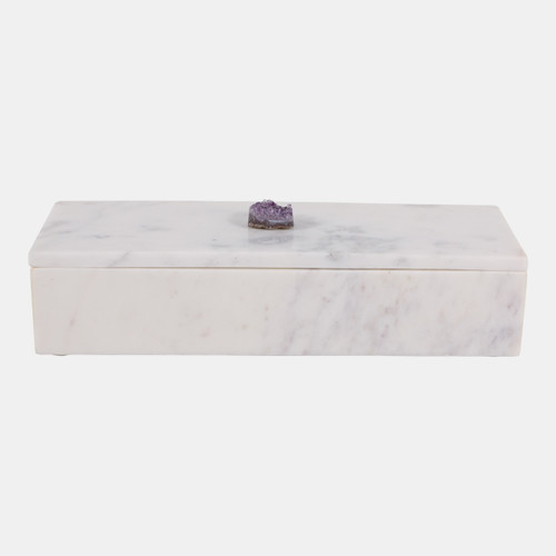 sagebrook home 14x5" Marble Box Agate Knob White/ Blue Wishlist Create New