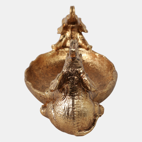 Sagebrook Home 14x6" 2 Elephants Holding Bowl Gold Wishlist Create New