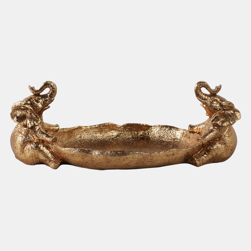 Sagebrook Home 14x6" 2 Elephants Holding Bowl Gold Wishlist Create New