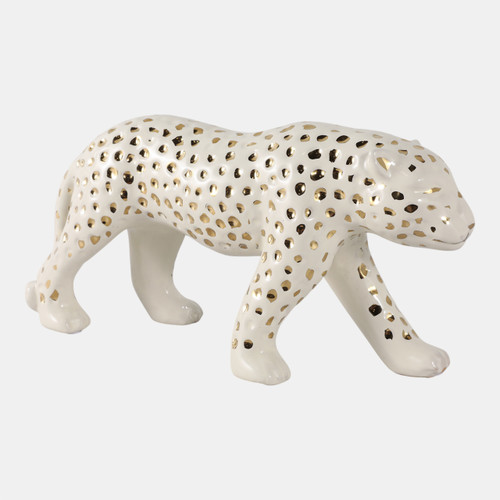 Sagebrook Home 14x7" Walking Leopard White/gold Wishlist Create New