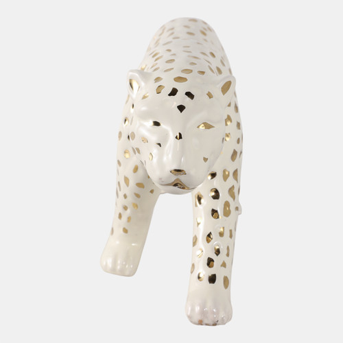 Sagebrook Home 14x7" Walking Leopard White/gold Wishlist Create New