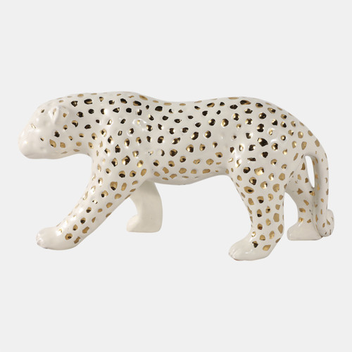 Sagebrook Home 14x7" Walking Leopard White/gold Wishlist Create New