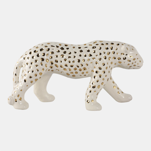 sagebrook home 14x7" Walking Leopard White/gold Wishlist Create New