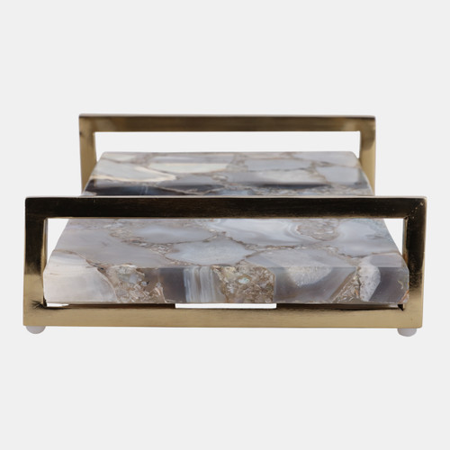 Sagebrook Home 14x9" Agate Tray W/ Gold Handles Blue Wishlist Create New