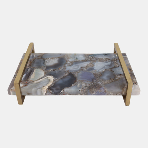 Sagebrook Home 14x9" Agate Tray W/ Gold Handles Blue Wishlist Create New