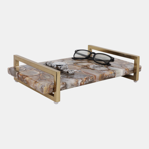 Sagebrook Home 14x9" Agate Tray W/ Gold Handles Brown Wishlist Create New