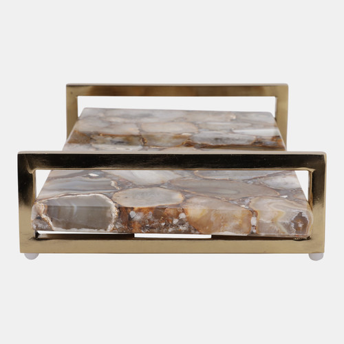 Sagebrook Home 14x9" Agate Tray W/ Gold Handles Brown Wishlist Create New