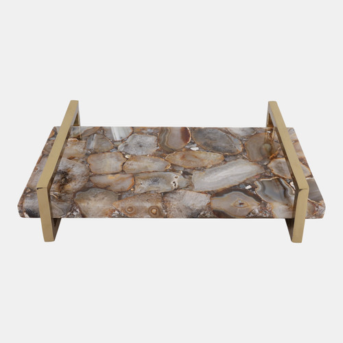Sagebrook Home 14x9" Agate Tray W/ Gold Handles Brown Wishlist Create New