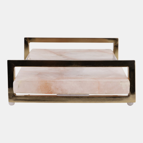 Sagebrook Home 14x9" Rose Quartz Tray W/ Gold Handles Pink Wishlist Create New