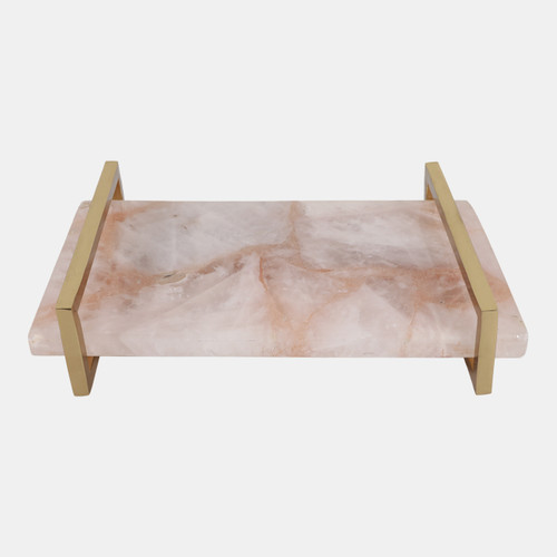 Sagebrook Home 14x9" Rose Quartz Tray W/ Gold Handles Pink Wishlist Create New