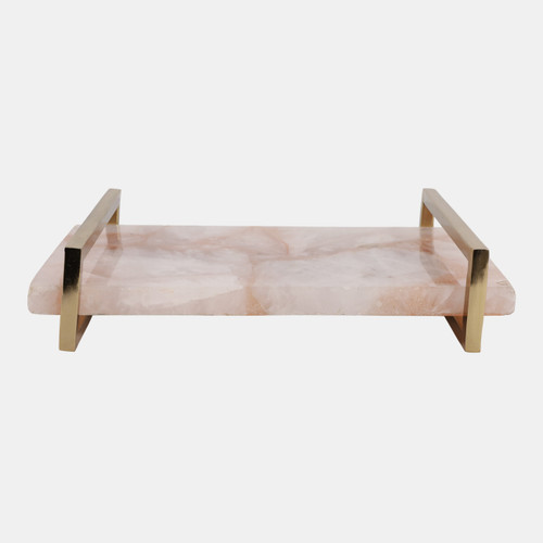 sagebrook home 14x9" Rose Quartz Tray W/ Gold Handles Pink Wishlist Create New