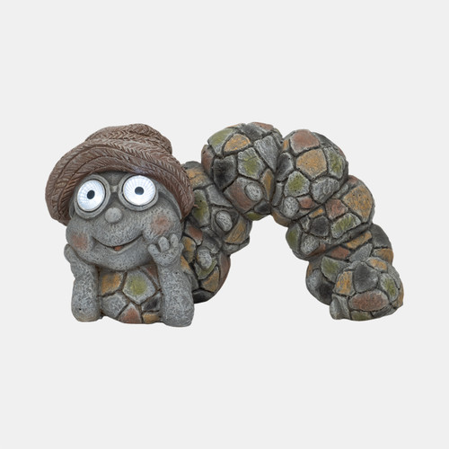 Sagebrook Home 15" Caterpillar With Sun Hat Solar Eyes Grey Wishlist Create New