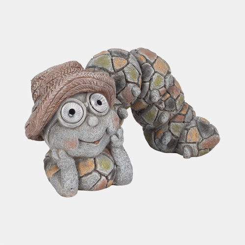 Sagebrook Home 15" Caterpillar With Sun Hat Solar Eyes Grey Wishlist Create New
