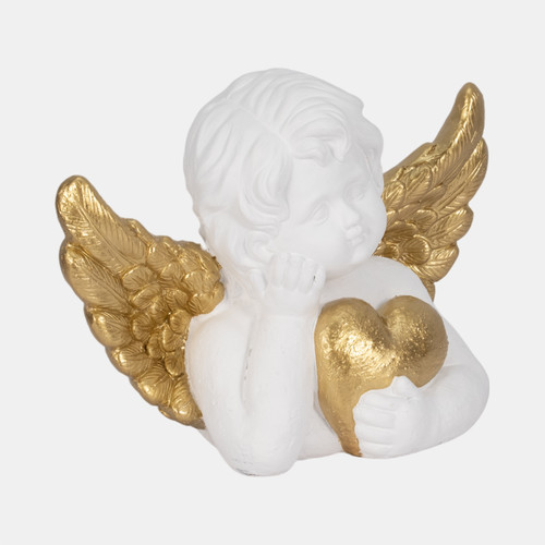 Sagebrook Home 15" Garden Cherub With Heart White/gold Wishlist Create New