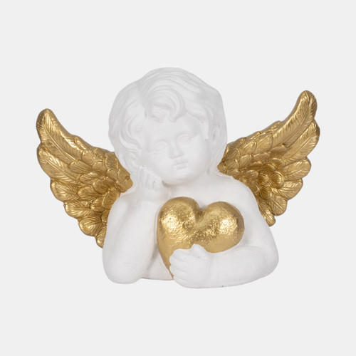 sagebrook home 15" Garden Cherub With Heart White/gold Wishlist Create New