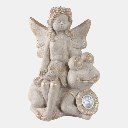 sagebrook home 15" Garden Fairy On Solar Frog Ivory Wishlist Create New