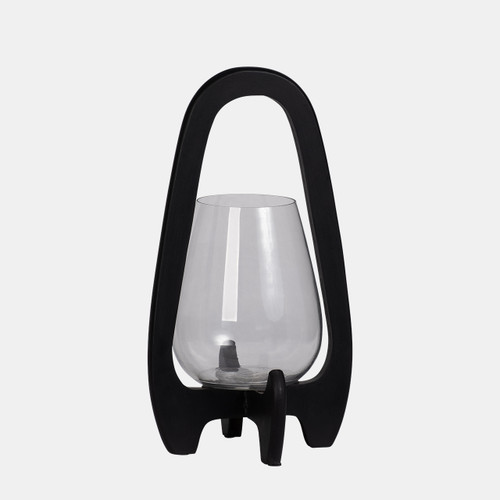 Sagebrook Home 15"h Glass Lantern W/ Wood Handle Black Wishlist Create New