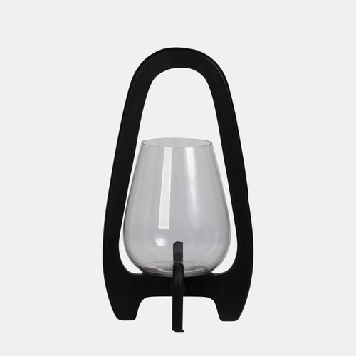 Sagebrook Home 15"h Glass Lantern W/ Wood Handle Black Wishlist Create New
