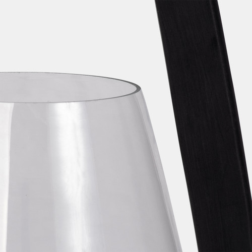 Sagebrook Home 15"h Glass Lantern W/ Wood Handle Black Wishlist Create New