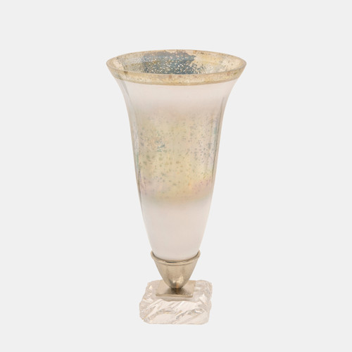 Sagebrook Home 15"h Glass Vase W/ Acrylic Base Silver Wishlist Create New