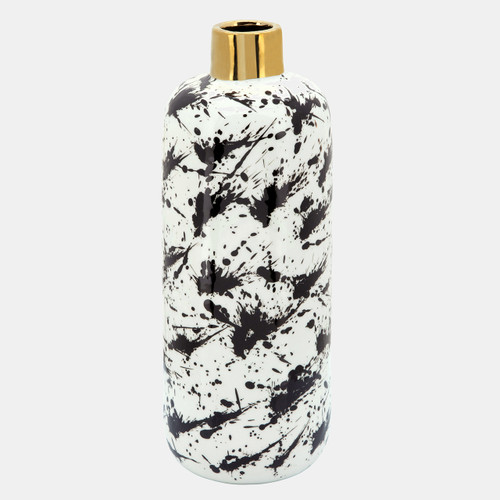 sagebrook home 15"h Vase W/ Gold Neck White/black Wishlist Create New
