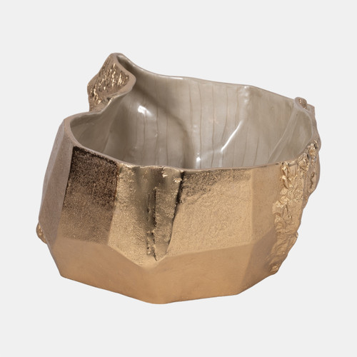 Sagebrook Home 15" Metal Trunk Bowl With Color Inside Gold/ivory Wishlist Create New