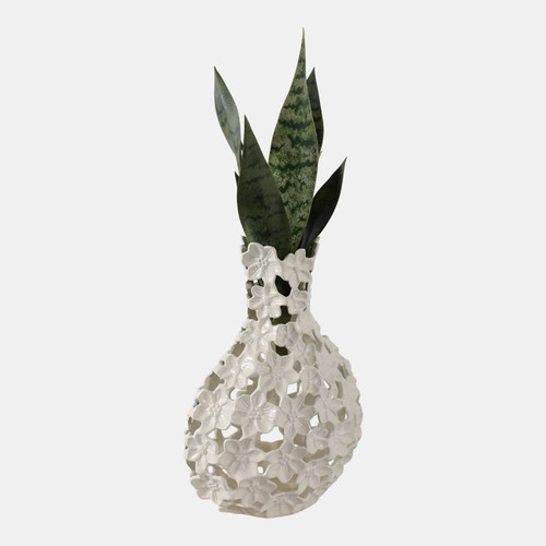 Sagebrook Home 15x11" Cut-out Flower Metal Vase Ivory Wishlist Create New