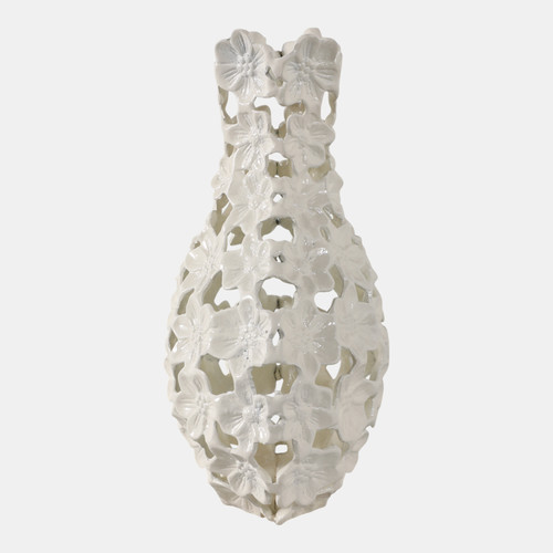 Sagebrook Home 15x11" Cut-out Flower Metal Vase Ivory Wishlist Create New