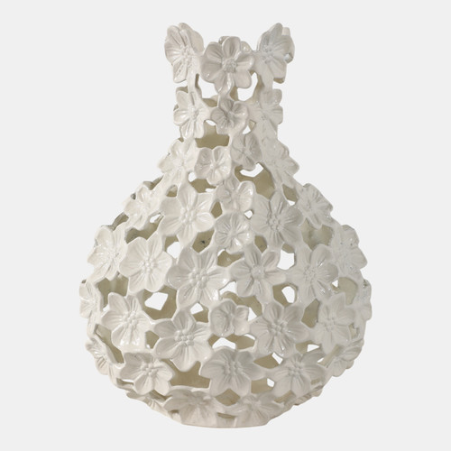 Sagebrook Home 15x11" Cut-out Flower Metal Vase Ivory Wishlist Create New