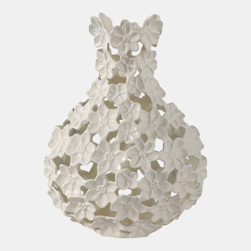 sagebrook home 15x11" Cut-out Flower Metal Vase Ivory Wishlist Create New