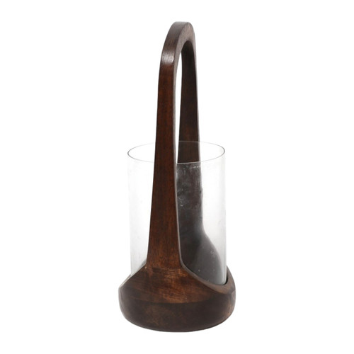 Sagebrook Home 15x6" Modern Hurricane Lantern Walnut/clear Wishlist Create New