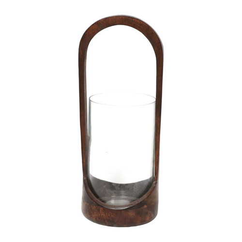 sagebrook home 15x6" Modern Hurricane Lantern Walnut/clear Wishlist Create New