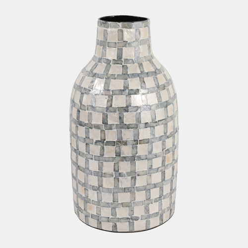 Sagebrook Home 15x9" Capiz Plaid Vase Ivory Multi Wishlist Create New