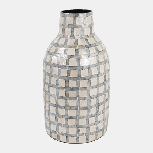 sagebrook home 15x9" Capiz Plaid Vase Ivory Multi Wishlist Create New