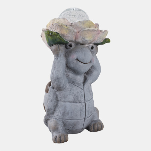 Sagebrook Home 15x9" Turtle Holding Large Solar Flower Grey Mult Wishlist Create New