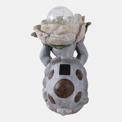 Sagebrook Home 15x9" Turtle Holding Large Solar Flower Grey Mult Wishlist Create New