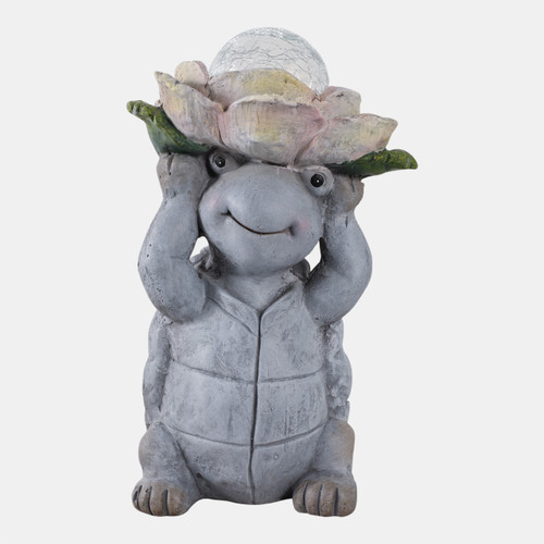 sagebrook home 15x9" Turtle Holding Large Solar Flower Grey Mult Wishlist Create New