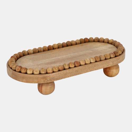Sagebrook Home 16" Beaded Oval Tray With Ball Feet Natural Wishlist Create New