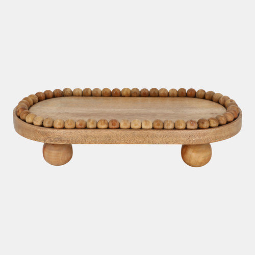 sagebrook home 16" Beaded Oval Tray With Ball Feet Natural Wishlist Create New