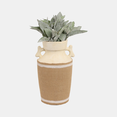 Sagebrook Home 16" Burlap On Terracotta Vase Ivory/natural Wishlist Create New