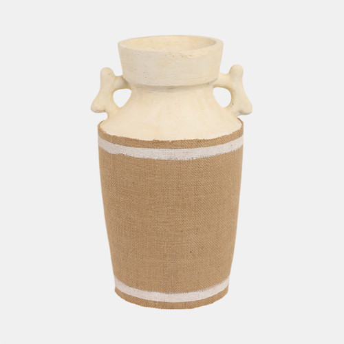 sagebrook home 16" Burlap On Terracotta Vase Ivory/natural Wishlist Create New