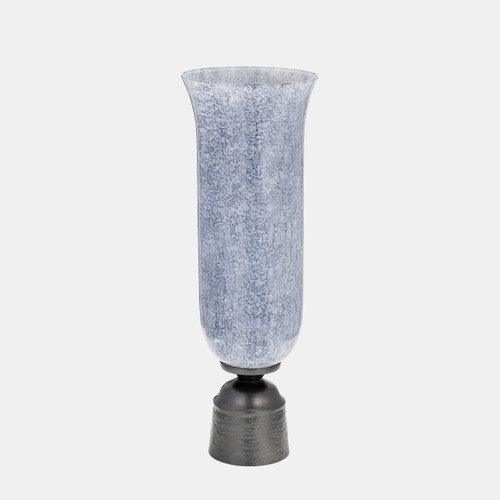 sagebrook home 16" Glass Vase W/metal Base Blue Wishlist Create New